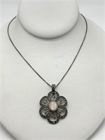 Sterling Silver Marcasite & MOP Necklace