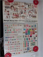 Affiche 1896/1975 + timbres des jeux olympiques