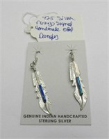 925 Navajo Signed Handmade Opal Dangles