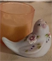 Hand-Painted Lilac Lefton Bird + Candle