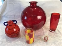 Red, Blue & Yellow Glass Decor