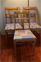 (3) Oak Upholstered Chairs