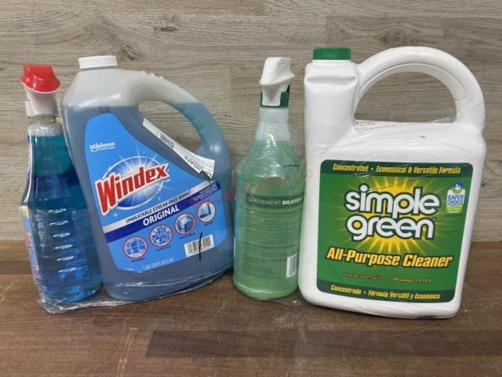 1 gallon windex w/ spray & 140oz simple green