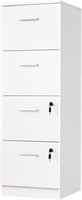 4-Drawer Wood File Cabinet with Lock, White