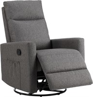 Sweetcrispy Swivel Rocker Recliner Chair, Grey