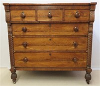 New Brunswick maple 3 over 3 drawer chest. c.1835