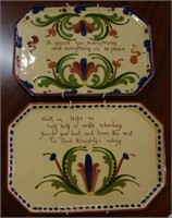 Two Torquay motto ware trays