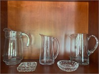 Glass pitchers & ashtrays
