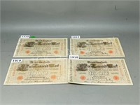 4 - 1910 German 1000 mark bank notes