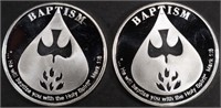 (2) 1 OZ .999 SILVER 2024 BAPTISM ROUNDS