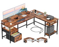 Furologee 66 L Shaped Desk  Rustic Brown