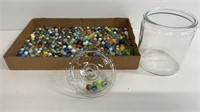 Jar of marbles with a few UV reactive