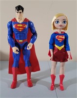 Superman and Supergirl action figures 12" & 11"
