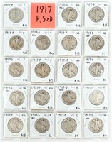 Coin 19 Assorted 1917 Walking Liberty Halves