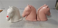 3 Abingdon Pottery Horse Head Bookends