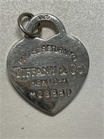 STERLING TIFFANY HEART TAG PENDANT