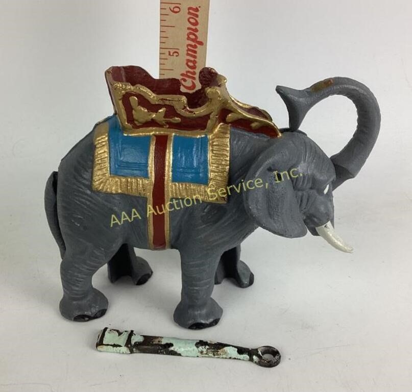 Cast iron reproduction, circus, elephant bank.