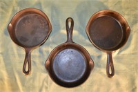 3 cast iron #3 mini skillets:  Wagner Ware, Griswo