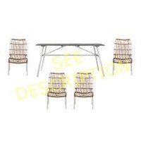 Longino Patio Table w/4 Metal & Faux Wicker Stacka