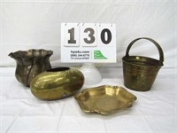 Lot of Brass - Vase Tray, Buck/Pail, Planter