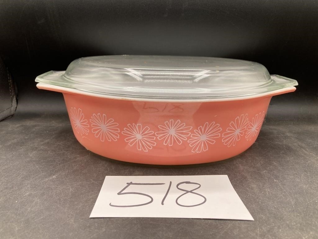 Vintage Pyrex Pink Daisy 045 Casserole/Lid