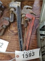 3 X'S BID VARIOUS SIZE PIPE WRENCHES