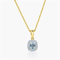 14K YELLOW GOLD 1.00CT AQUAMARINE 0.26CT DIAMOND P