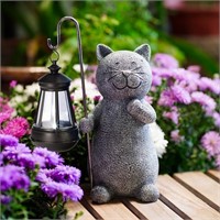 B880  Goodeco Cat Statues Solar Lantern, 19.5cm