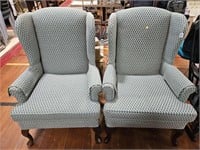 PAIR OF QUEEN ANNE WING BACK CHAIRS