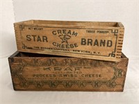 Two Antique Wood Cheese Boxes