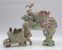 Occupied Japan Porcelain Bisque Cherub Figures (3)
