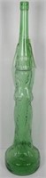 30” tall figural emerald glass bottle