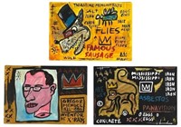 Set of 3 Drawings in style of Jean-Michel Basquiat