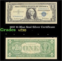 1957 $1 Blue Seal Silver Certificate Grades vf++