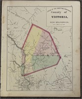 EARLY HAND TINTED MAP - VICTORIA COUNTY, NB
