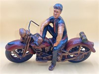 Handmade 1948 Harley Panhead Rider Resin Model