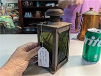 VTG Green Glass Bottle Decanter Lantern