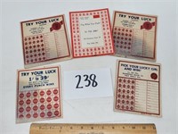 Vintage try-your-luck punch cards
