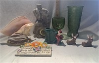 Shell Lamp, Vase, Deer Candle Holders