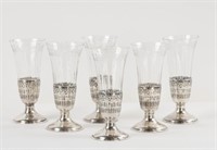 6 Webster Sterling & Engraved Glass Parfaits
