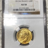1813 French Gold 20 Francs NGC - AU58