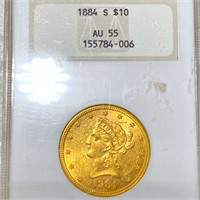 1884-S $10 Gold Eagle NGC - AU55