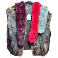 Lot Vintage Fur Collars and Fur Vest