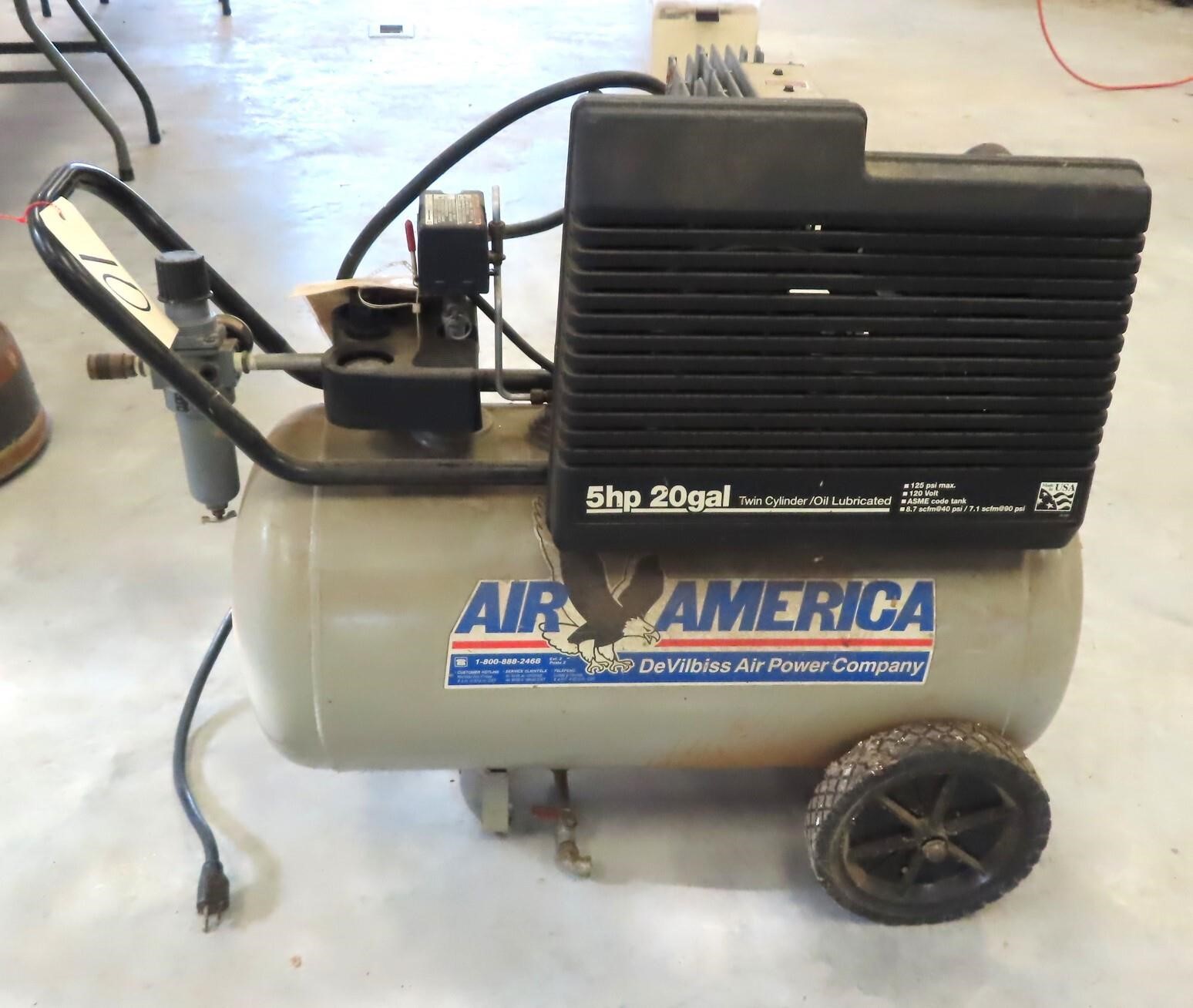 5 HP 20 Gallon, 125 PSI Compressor, Twin Cylinder