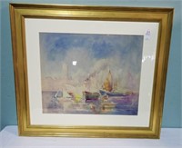 CHARLES KNAPP W/C SAILBOATS 32x28