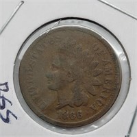 1866 INDIAN HEAD PENNY KEY DATE GOOD COIN