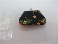 VINTAGE LOOK BLACK NEW FABRIC COIN PURSE