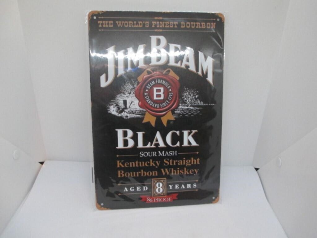 JIM BEAM BLACK TIN SIGN