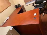Cherry Wood L-Shape Office Desk