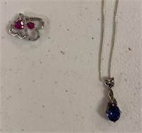 STERLING SILVER BLUE SAPPHIRE PENDANT